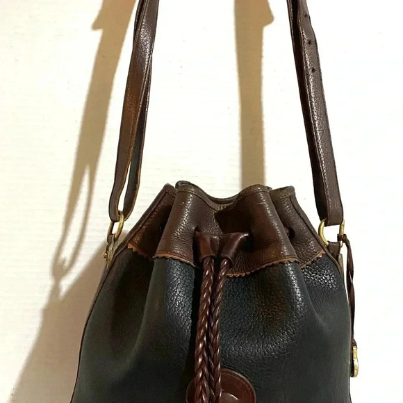 Dooney Bourke  vintage black brown leather bucket shoulder handbag - Picture 7 of 11